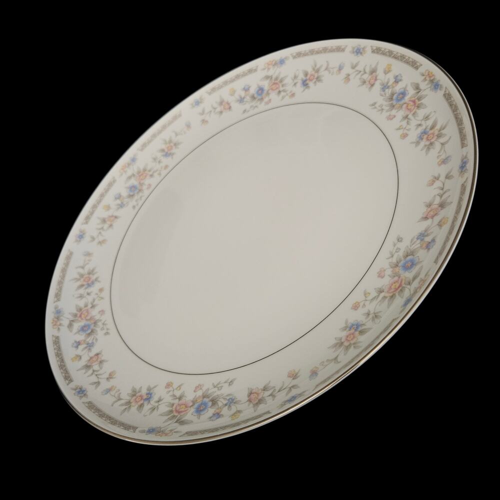 USS Japan Laura Pattern 12 Inch Round Serving Platter 6262 Floral Silver Trim